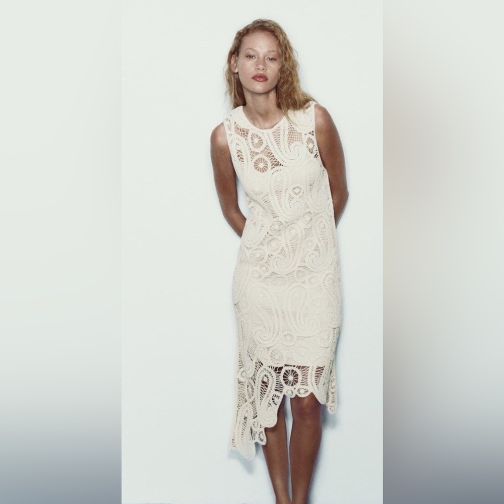 Elegant Cream Lace One Shoulder Dress